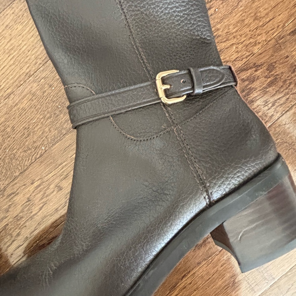 Coach Sullivan Safari Chestnut Brown Pebbled Leather Luxury Tall Riding Boots‎ - Picture 3 of 10